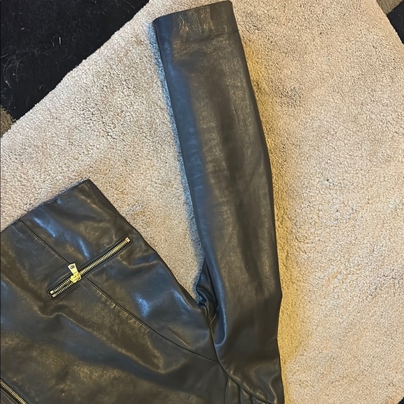 Women’s Black Leather Jacket with Gold Zippers - Picture 6 of 11